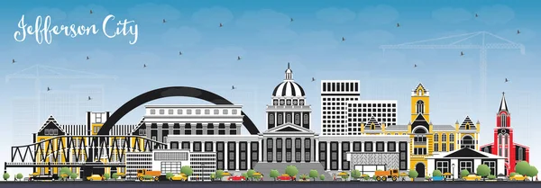 Jefferson City Missouri Skyline Color Buildings Blue Sky Ilustración Vectorial — Vector de stock