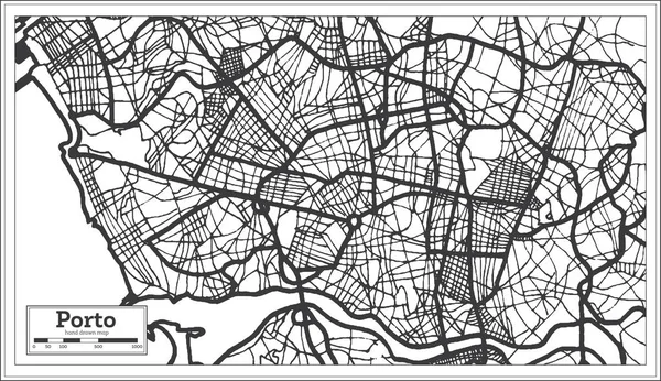 Mapa Cidade Porto Portugal Estilo Retro Mapa Contorno Ilustração Vetorial — Vetor de Stock