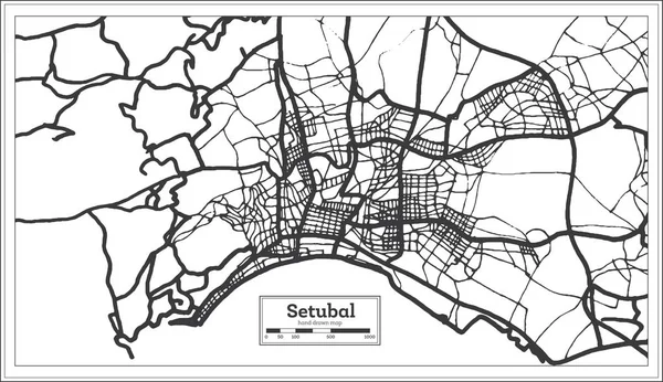 Setubal Portugal Mapa Ciudad Estilo Retro Mapa Del Esquema Ilustración — Vector de stock