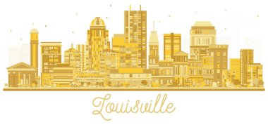 Louisville Kentucky ABD şehir manzarası siluet altın beyaz izole binalar. Vektör çizim. Modern mimarisi ile turizm kavramı. Louisville Cityscape yerler ile.