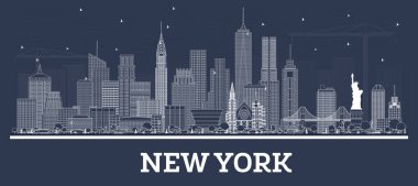 Anahat New York ABD şehir manzarası ile beyaz binalar. Vektör çizim. İş seyahat ve Turizm kavramı Modern mimariye sahip. New York Cityscape yerler ile.
