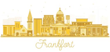 Frankfort Kentucky ABD şehir manzarası siluet altın beyaz izole binalar. Vektör çizim. Modern mimarisi ile turizm kavramı. Frankfort Cityscape yerler ile.