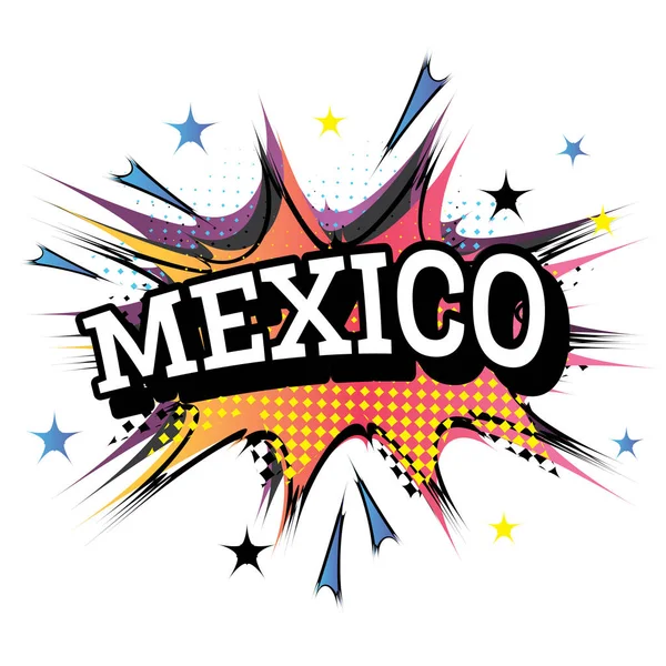 Mexiko Komické Text Stylu Pop Art Vektorové Ilustrace — Stockový vektor