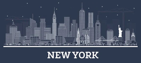 Décrivez New York Usa City Skyline Avec White Buildings Illustration — Image vectorielle