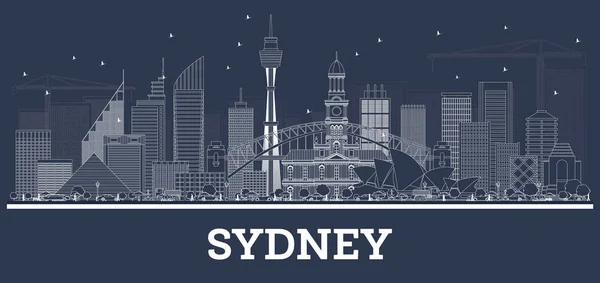 Overzicht Australië Sydney Skyline Met Witte Gebouwen Vectorillustratie Zakelijke Reizen — Stockvector
