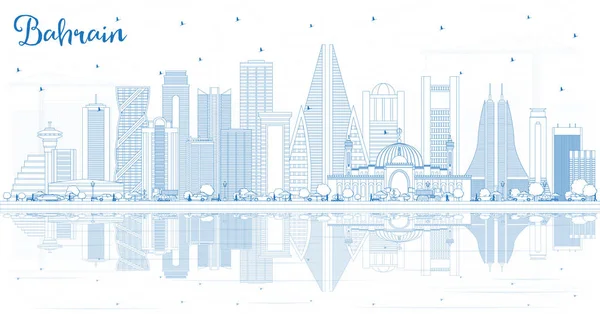 Esquema Bahrain City Skyline Con Edificios Azules Reflexiones Ilustración Vectorial — Archivo Imágenes Vectoriales