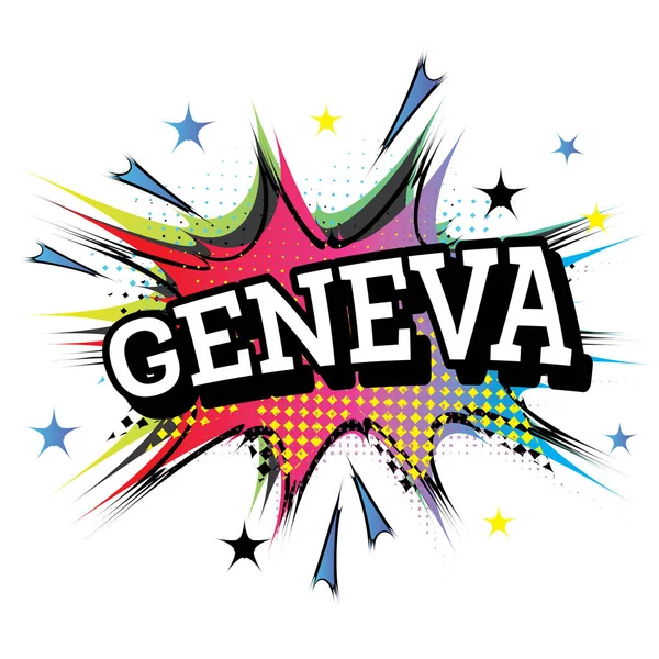 Genève Komisk Text Pop Art Stil Vektorillustration — Stock vektor