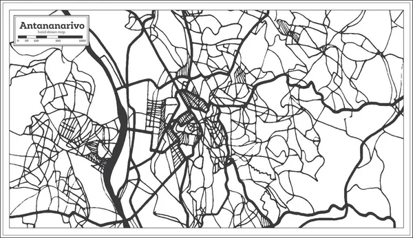 塔那那利佛马达加斯加城市地图复古风格 大纲图 矢量插图 — 图库矢量图片