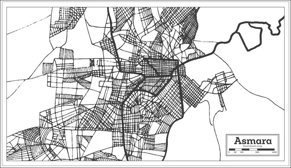 Mapa Cidade Asmara Eritrea Estilo Retrô Mapa Contorno Ilustração Vetorial —  Vetores de Stock