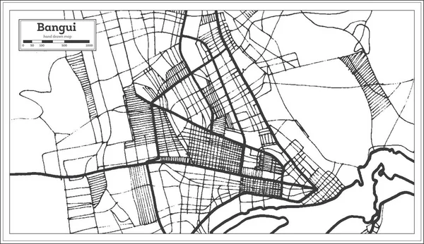 班吉中非共和国城市地图复古风格 大纲图 矢量插图 — 图库矢量图片