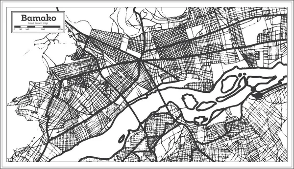 Bamako Mali City Map Retro Style Outline Map Vector Illustration — Stock Vector