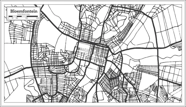 Карта Города Блумфонтейн Стиле Ретро Карта Контуров Векторная Миграция — стоковый вектор