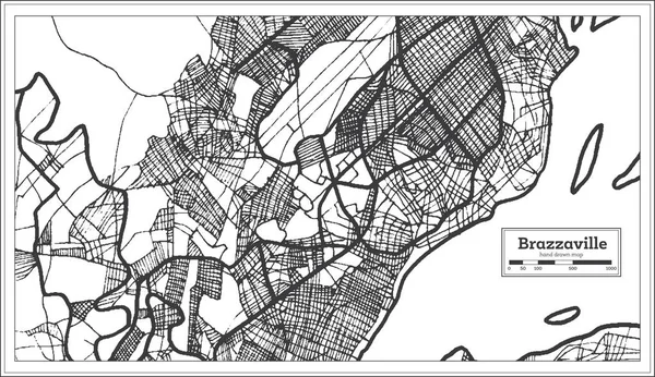 Brazzaville Congo Mapa Ciudad Estilo Retro Mapa Del Esquema Ilustración — Archivo Imágenes Vectoriales
