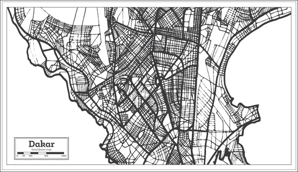 レトロなスタイルでダカール セネガル都市マップ 概要地図 ベクトル図 — ストックベクタ