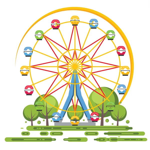 Ferris Wheel Isolado Branco Ilustração Vetorial Símbolo Atração —  Vetores de Stock