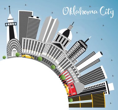 Oklahoma City Skyline gri binalar, mavi gökyüzü ve kopya Spa