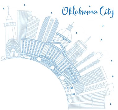 Anahat Oklahoma şehir manzarası ile mavi binalar ve kopya alanı