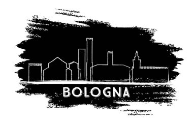 Bologna İtalya şehir manzarası siluet. Elle çizilmiş kroki. 