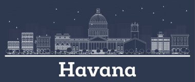 Anahat Havana Küba şehir manzarası ile beyaz binalar. 