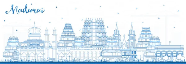 Overzicht Madurai India City Skyline met blauwe gebouwen. — Stockvector