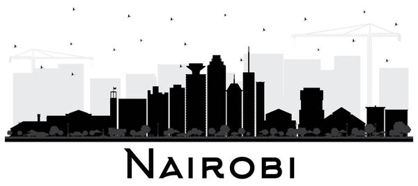 Nairobi Kenya City Skyline Silhouette with Black Buildings Isola