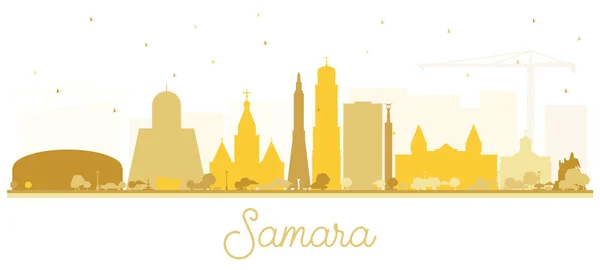Samara Rusia City Skyline Silueta con edificios dorados Isol — Vector de stock