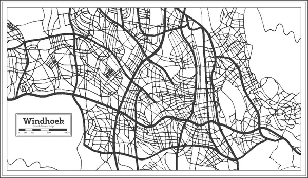 レトロなスタイルのナミビアのウィントフック市内マップ。概要地図. — ストックベクタ