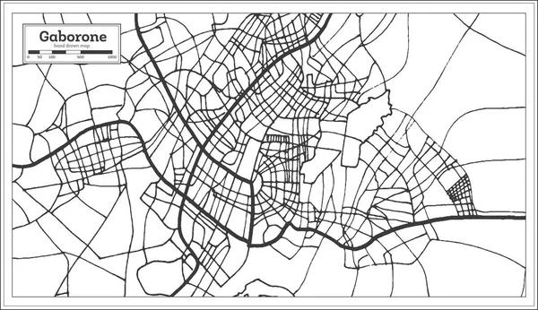 レトロなスタイルでハボローネ ボツワナ都市マップ。概要地図. — ストックベクタ