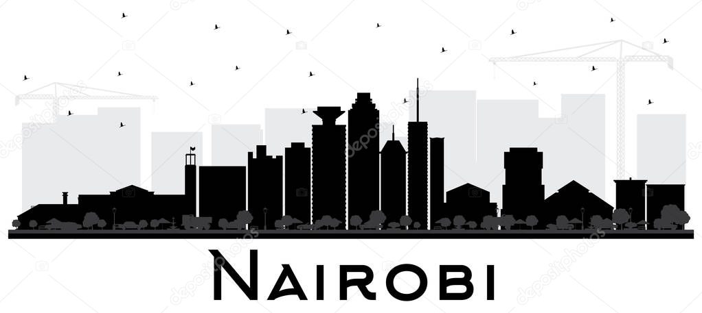 Nairobi Kenya City Skyline Silhouette with Black Buildings Isola