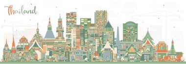 Renk binaları ile Tayland şehir manzarası.