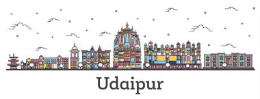 Anahat Udaipur Hindistan şehir manzarası ile renk izole binalar