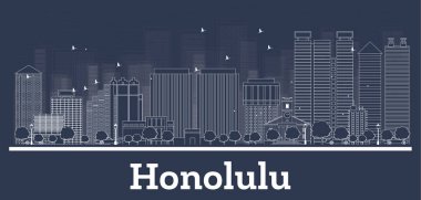 Anahat Honolulu Hawaii şehir manzarası ile beyaz binalar.