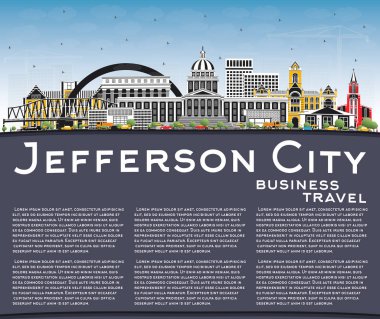 Jefferson şehir Missouri manzarası renkli binalar, gökyüzü mavi bir