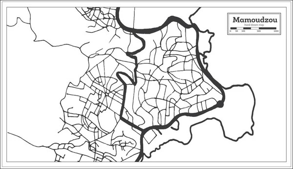 Mamoudzou Mayotte Mappa città in stile retrò. Mappa di contorno . — Vettoriale Stock