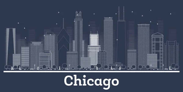 Plan Chicago Illinois City Skyline avec bâtiments blancs . — Image vectorielle