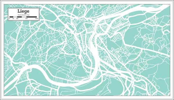 Карта города Льеж в стиле ретро. Карта набросков . — стоковый вектор