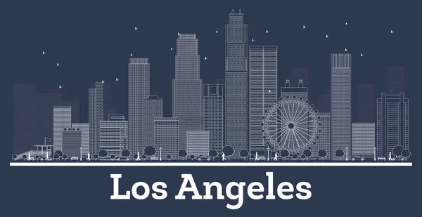 Outline Los Angeles California City Skyline con edifici bianchi — Vettoriale Stock