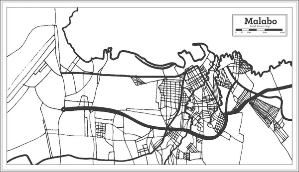 Malabo äquatorialguinea Stadtplan im Retro-Stil. Übersichtskarte. — Stockvektor