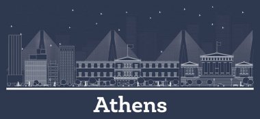 Anahat Atina Yunanistan şehir manzarası ile beyaz binalar. 