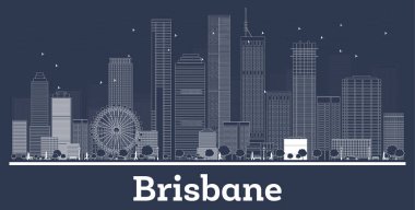 Anahat Brisbane Avustralya şehir silueti ile beyaz binalar.