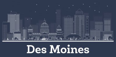 Anahat Des Moines Iowa şehir manzarası ile beyaz binalar. 