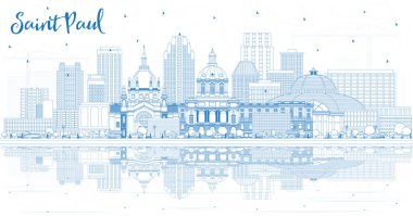 Anahat Saint Paul Minnesota şehir silueti ile mavi binalar bir