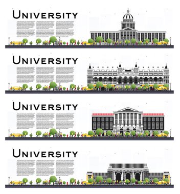 Üniversite kampüs çalışma afiş üzerinde beyaz izole kümesi. 