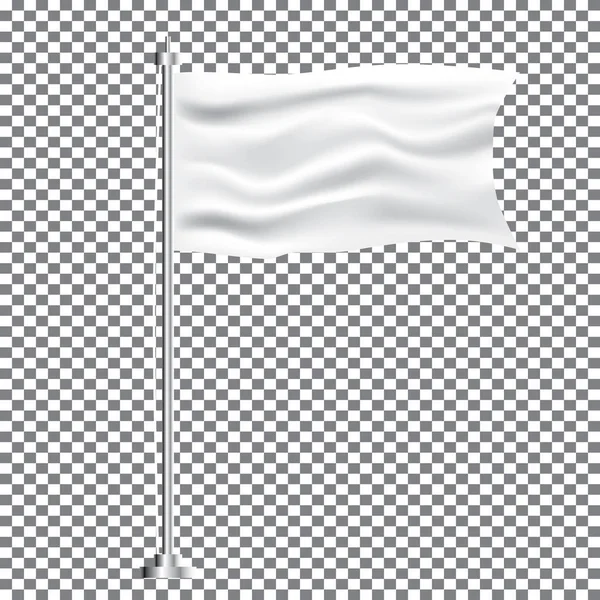 Blanco Textil ondeando bandera vacía sobre fondo transparente . — Vector de stock