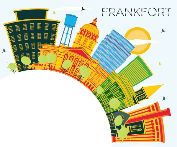 Frankfort Kentucky USA Ciudad Skyline con Edificios de Color, Azul S — Archivo Imágenes Vectoriales