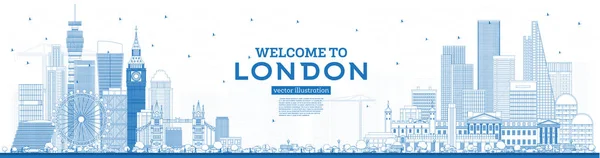 Aperçu Bienvenue à Londres Angleterre Skyline avec Blue Buildings . — Image vectorielle