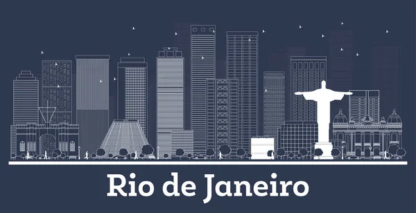 Esquema Rio de Janeiro Ciudad de Brasil Skyline con edificios blancos . — Archivo Imágenes Vectoriales