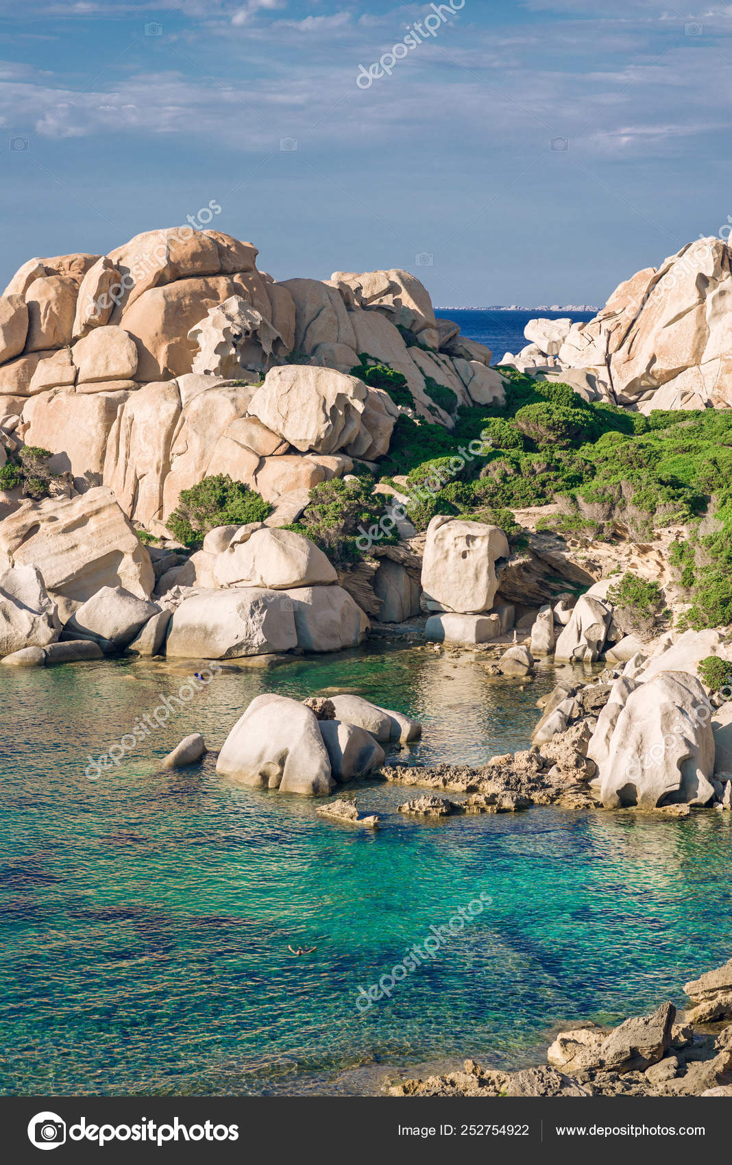 Cala Spinosa Beach. Capo Testa, Sardinia Island, Italy. Stock Photo by