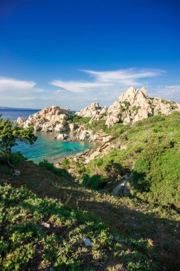Cala Spinosa Beach. Capo Testa, Sardinya Adası, İtalya.