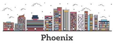 Anahat Phoenix Arizona şehir manzarası ile renk binalar Isolat